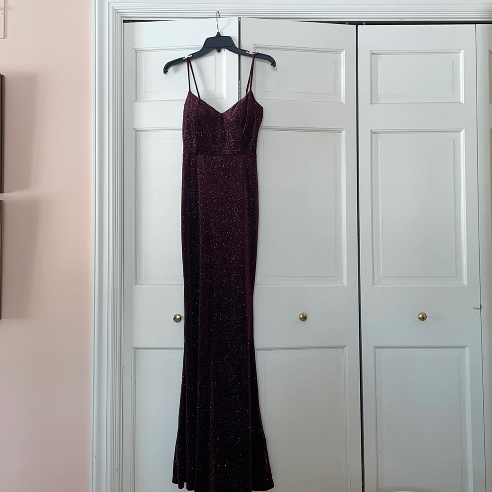 Sparkly Burgundy mermaid style Windsor gown